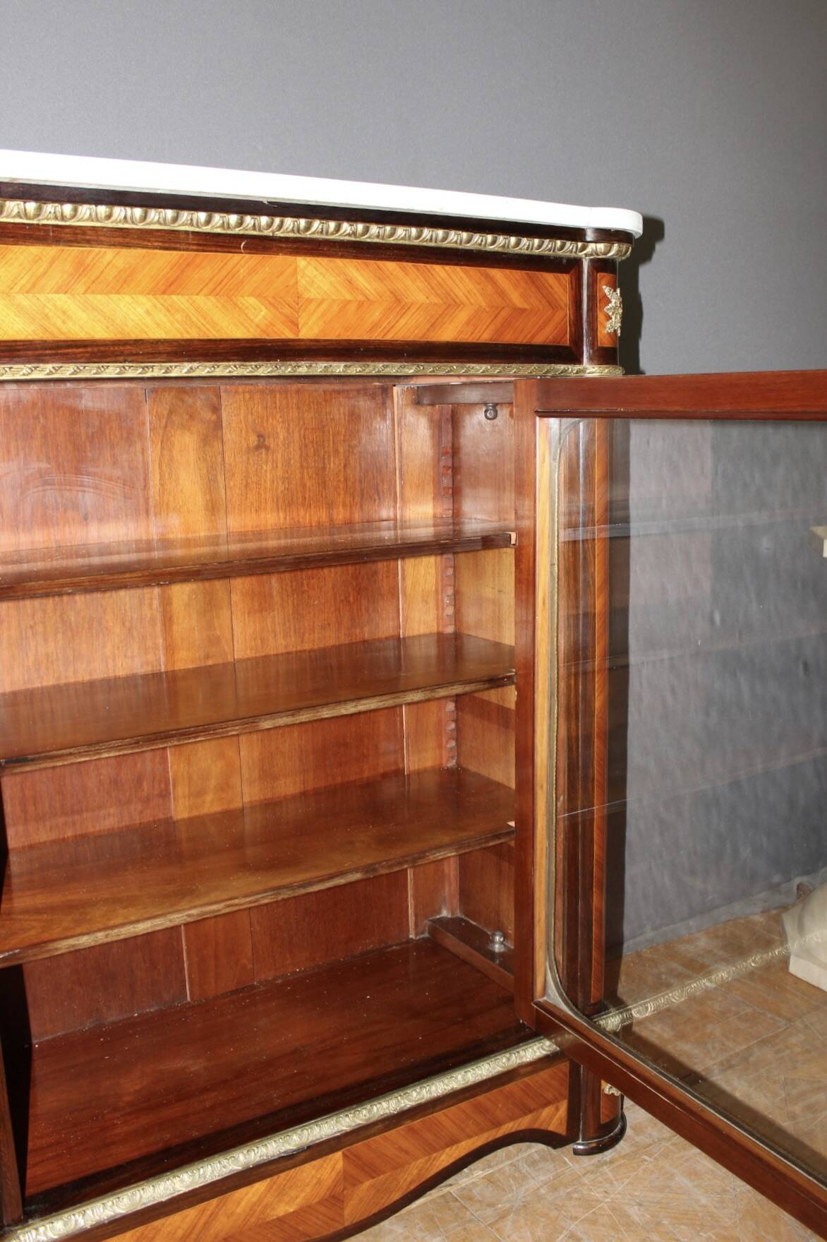 Napoleon III display cabinet in marquetry circa 1880