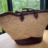 Straw and leather basket