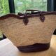 Straw and leather basket