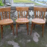 3 chaises de bistrot bois courbé