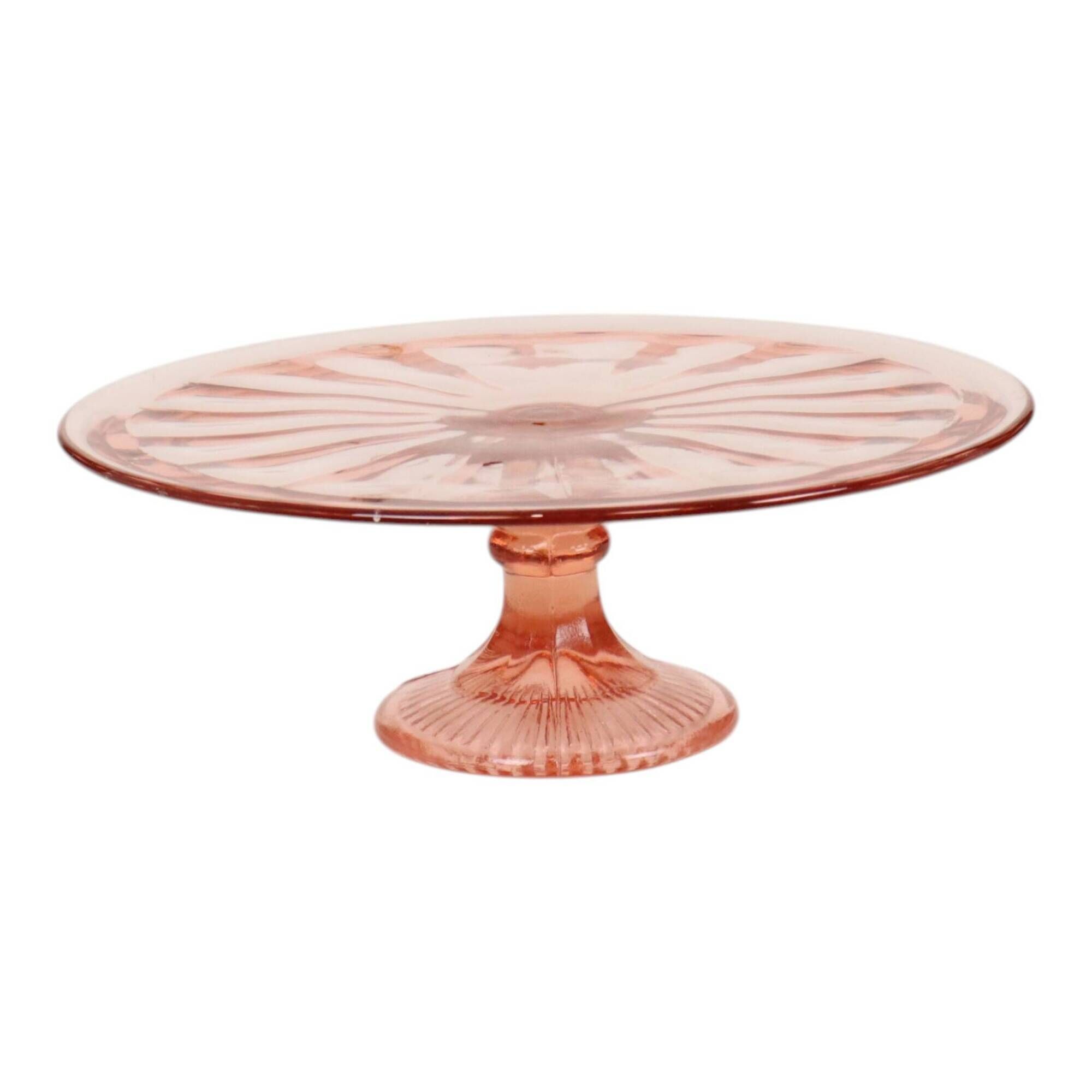 Pink Art Deco Cake Platter / Pastry Dish – Depression Glass