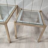 Vintage gilded metal side tables, glass and mirror