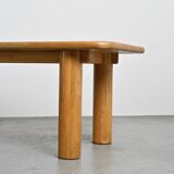 Dining table in glued laminated pine, France, around 1970.