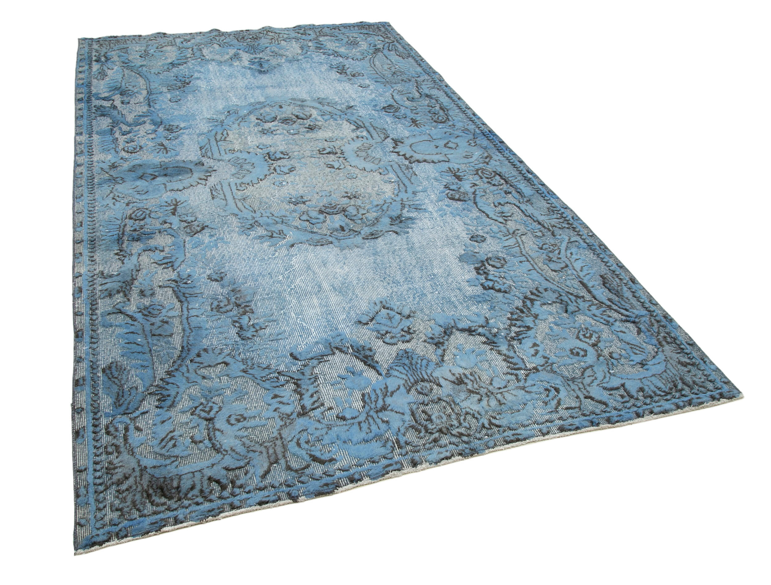 tapis Hand-knotted distressed oriental 1980s 170 cm x 300 cm blue rug