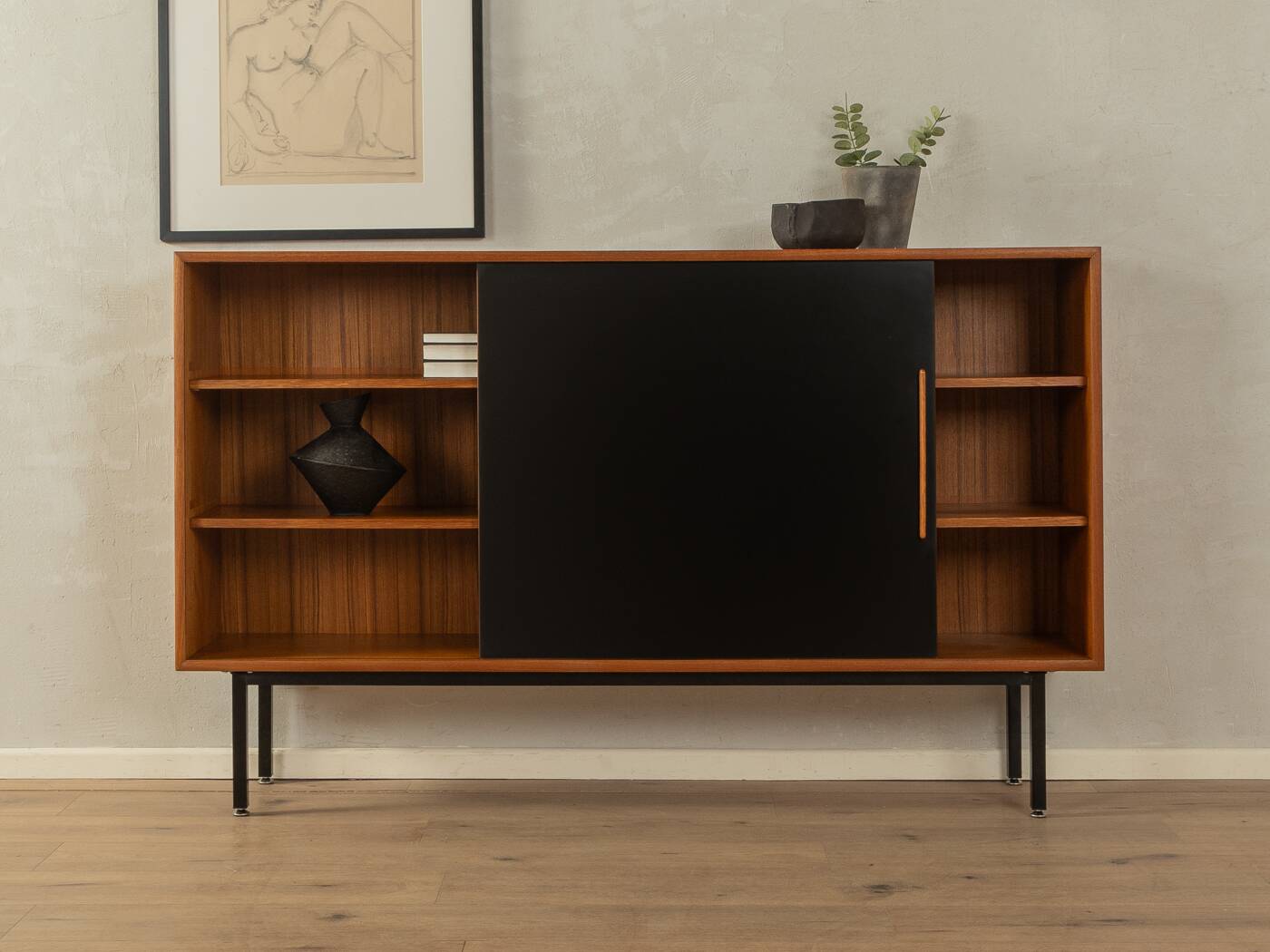 60s Sideboard with Sliding Doors by WK Möbel