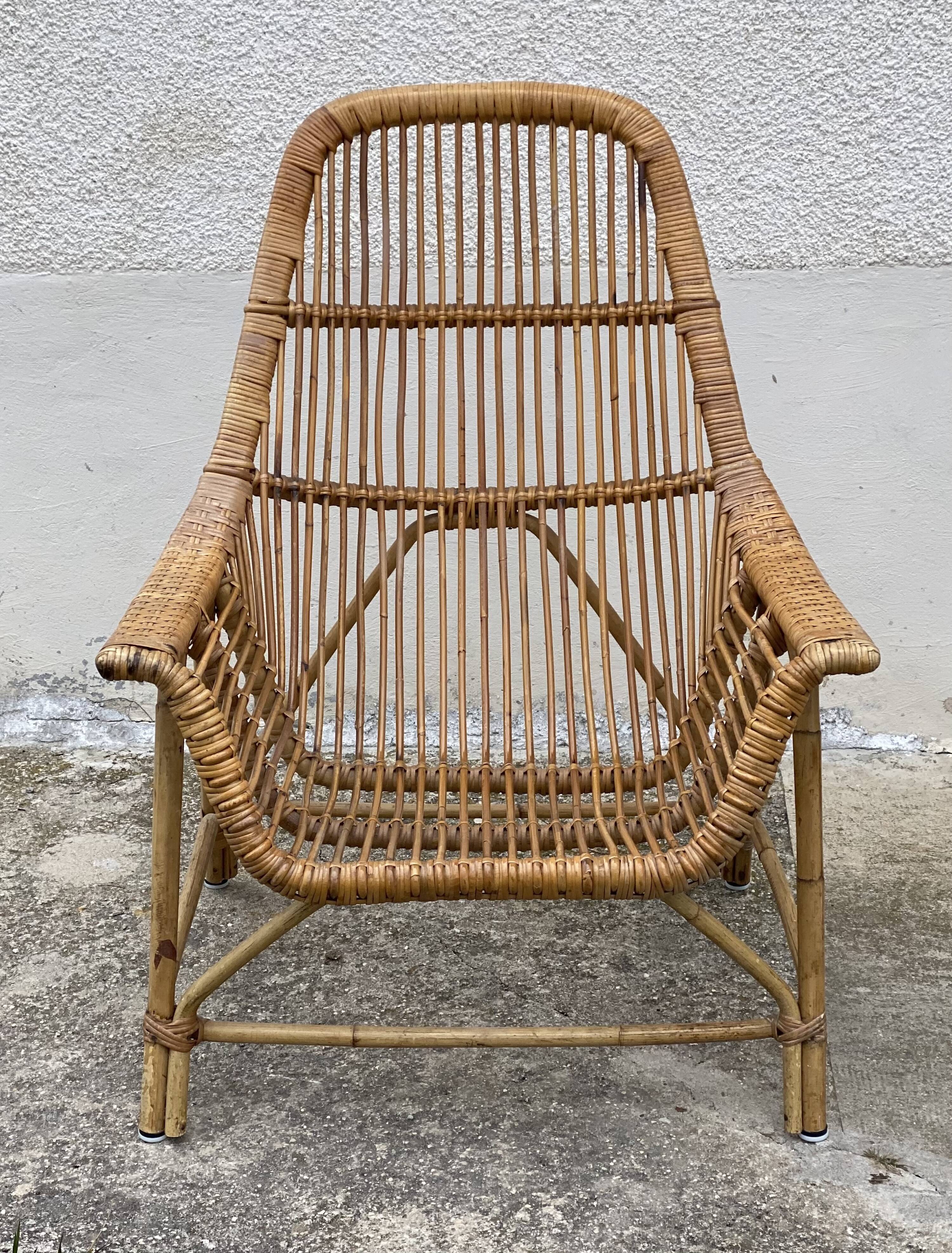 Vintage rattan armchair 1960