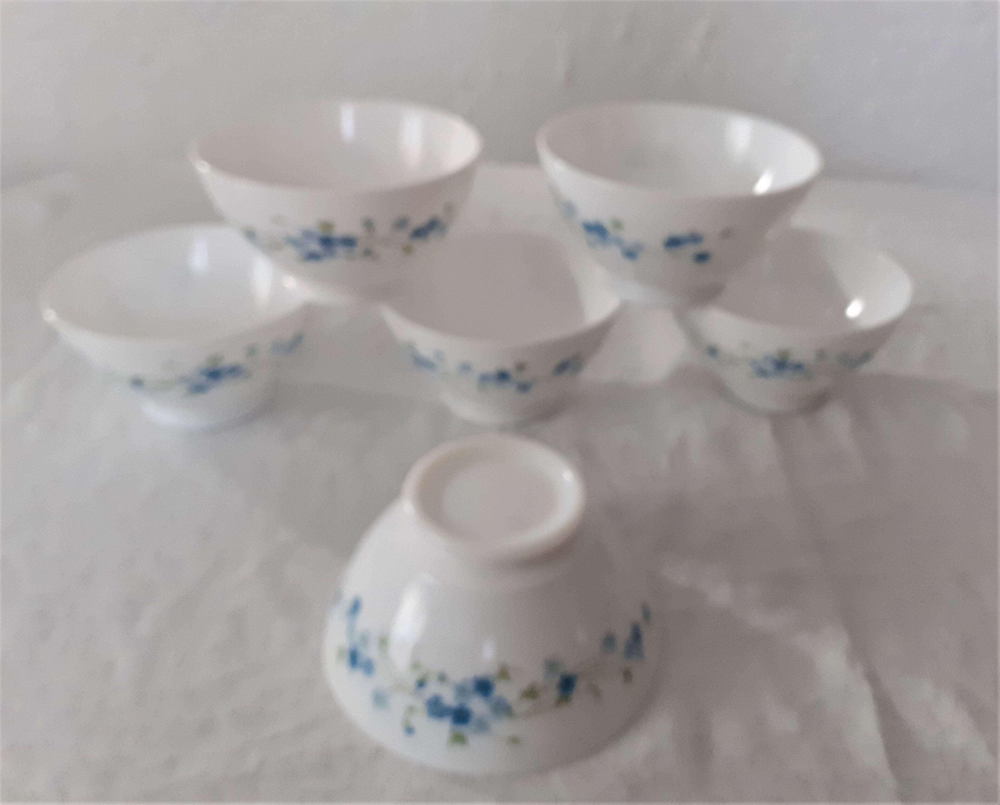 6 bowls VERONICA small blue flowers Arcopal france