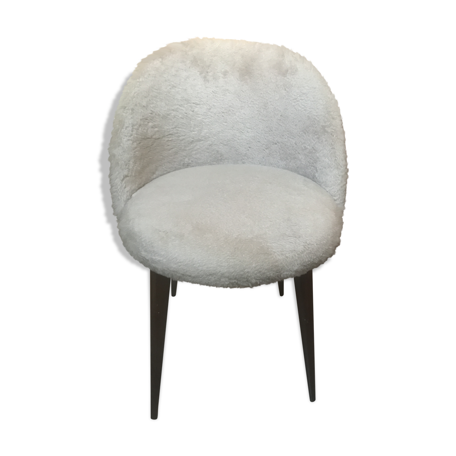 Fauteuil chaise fourrure à pieds compas
