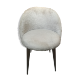 Fauteuil chaise fourrure à pieds compas