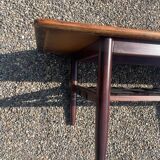 Table en palissandre Topform. Table basse vintage. Sangles en cuir