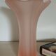 Vintage frosted pink glass corolla vase