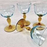 4 old two-tone George Sand wine glasses