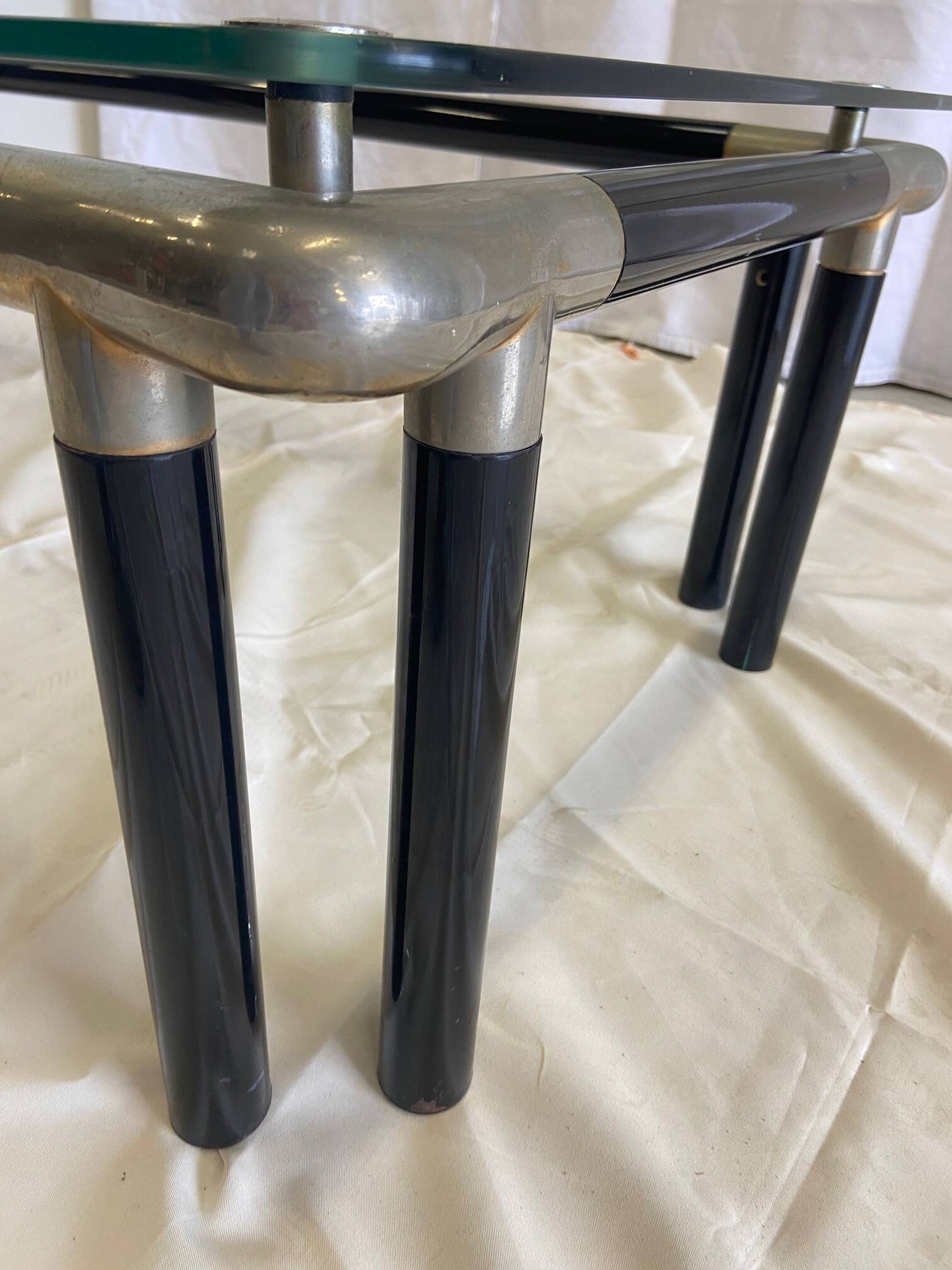 Table basse en verre et métal, années 1970