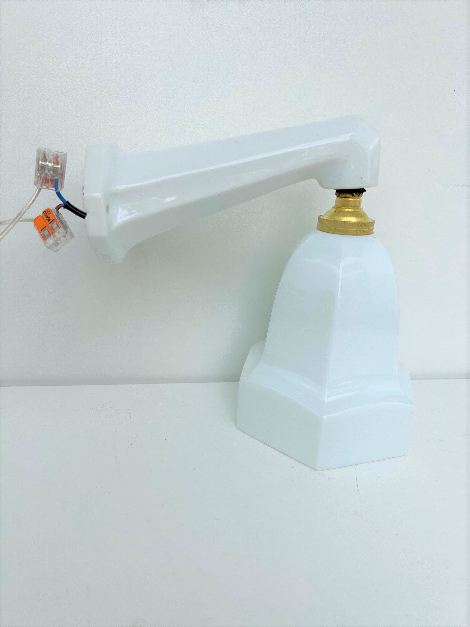 wall lamp old bathroom 1930 1940 opaline and porcelain legrand