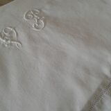Old linen, cotton sheet, VP embroidery and open edge