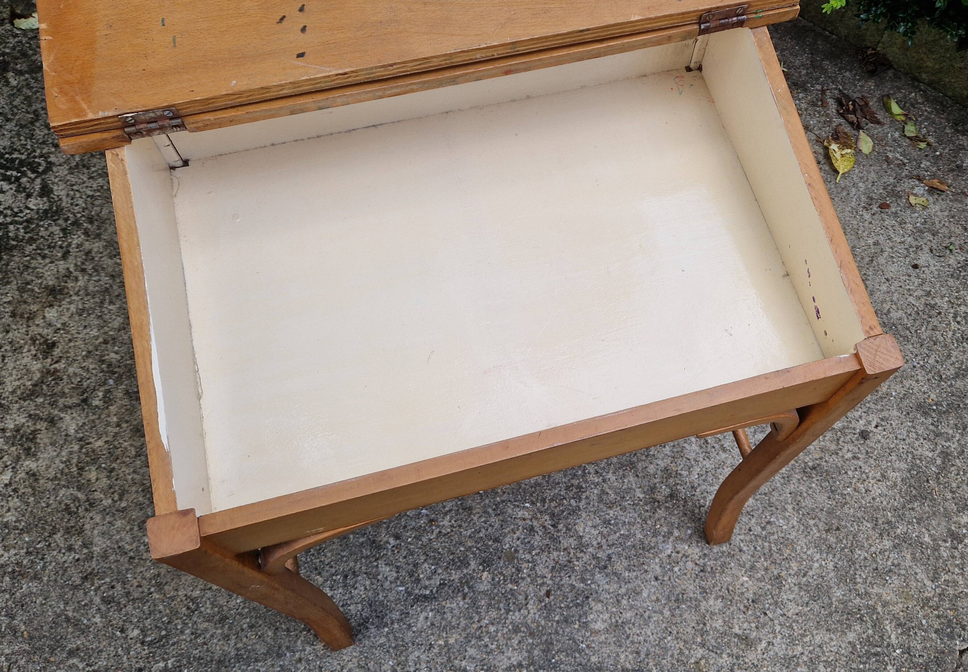 Baumann school desk and chair, retro 1930s