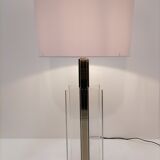 Large stainless steel and plexiglass lamp 1970 france