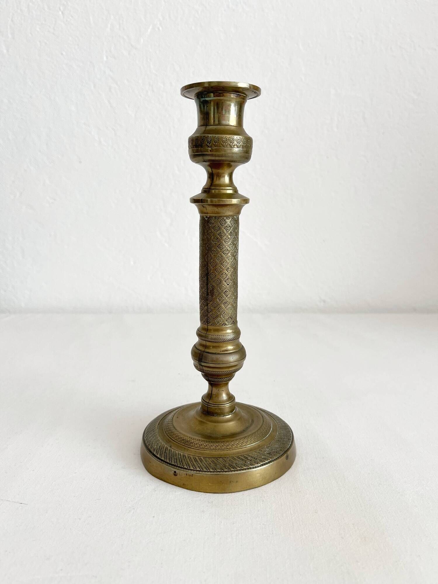Antique brass candlestick candle holder decorated vintage