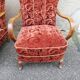 Paire de fauteuils année 50 tissu bordeaux