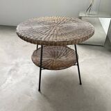 Round wicker coffee table from the 60s