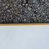 Mirror of the 70s in gilded metal, 60x35 cm