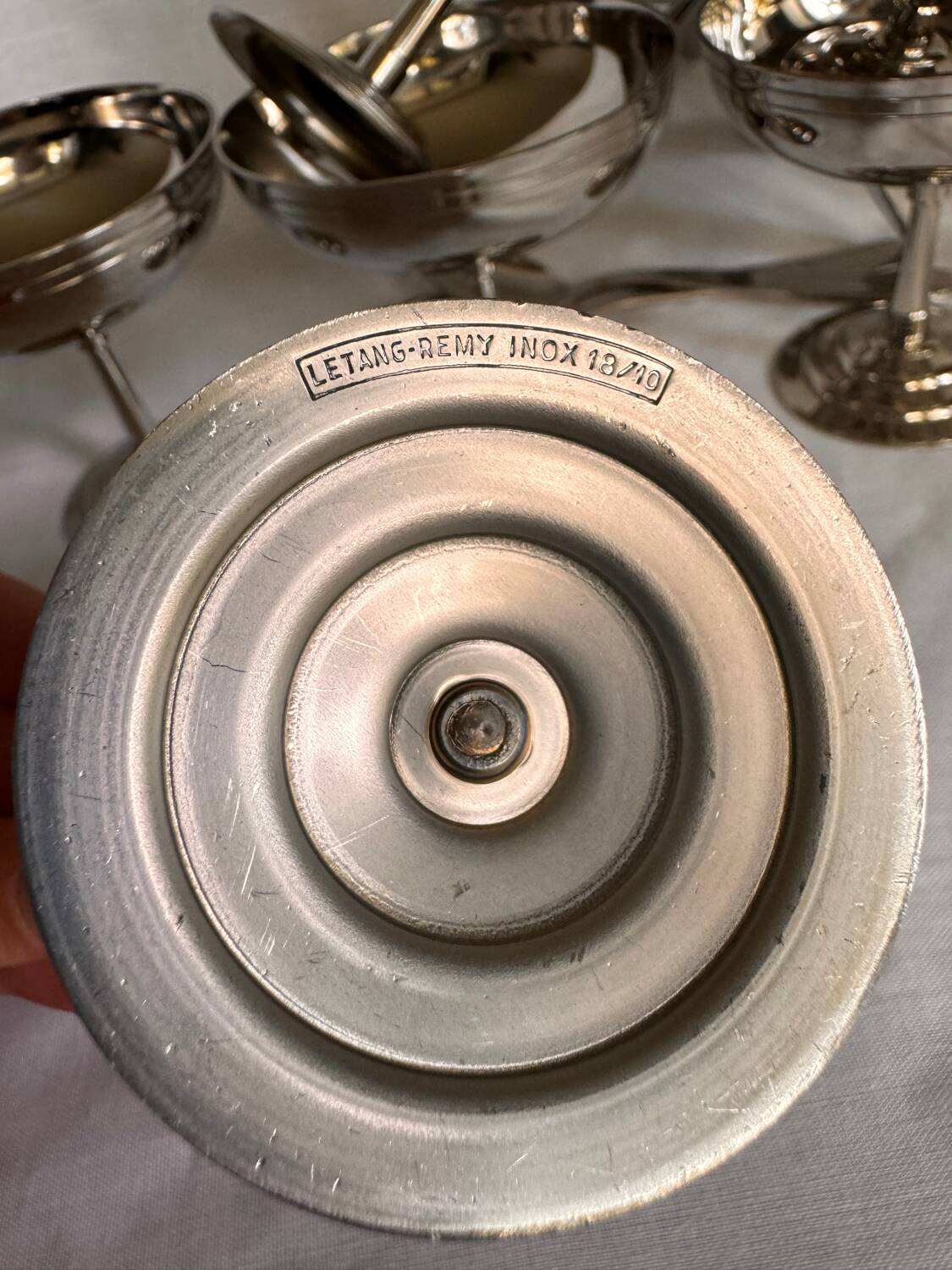 6 coupes à glace Letang Remy et 6 cuillères assorties