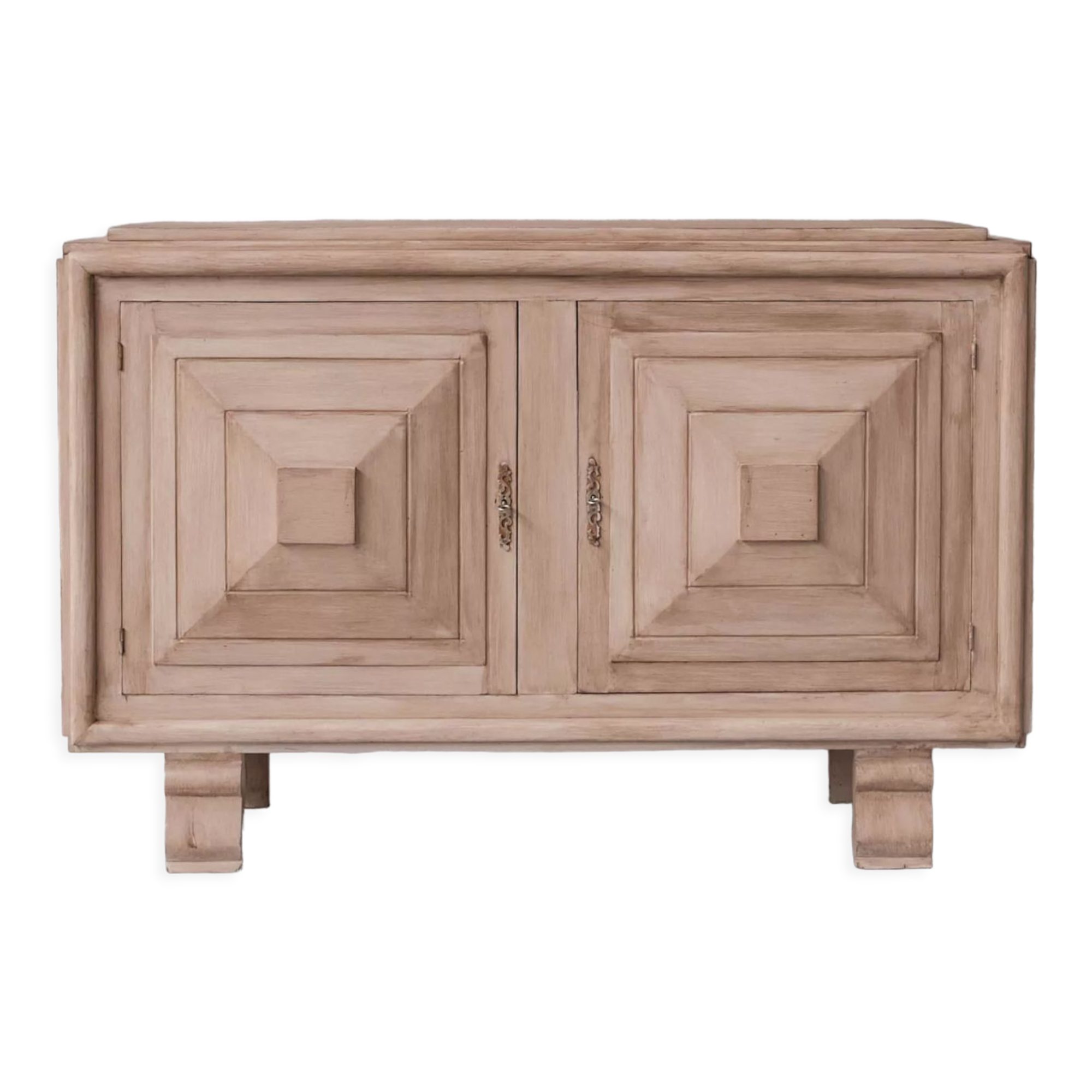 French wooden geometric mid-century sideboard