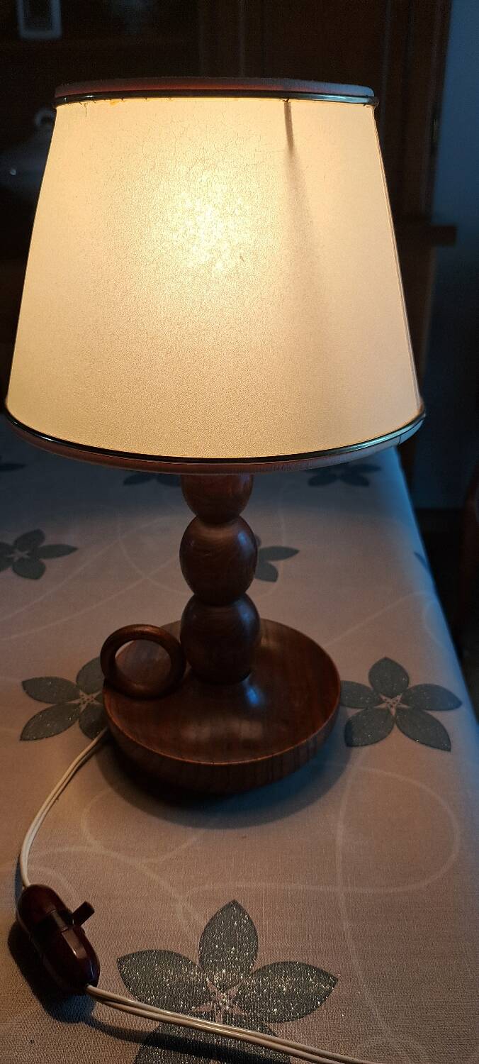 Brutalist style wooden lamp