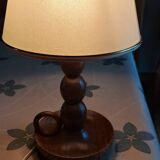 Brutalist style wooden lamp