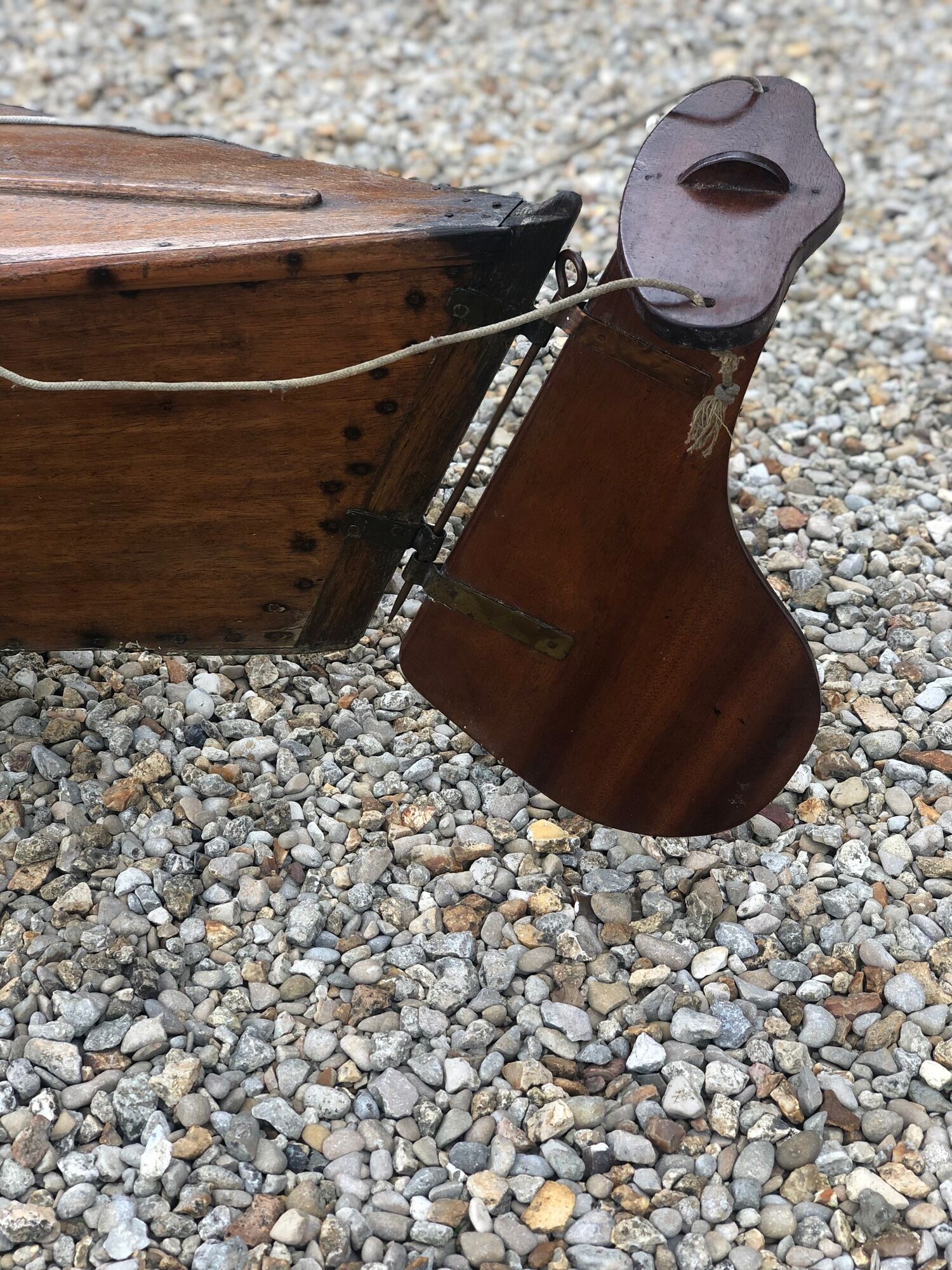 Old flat-bottomed mahogany canoe "Lake Enghien" 1930s/40s