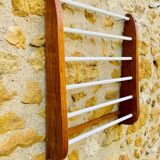 Vintage oak towel rack/wall-mounted bracket, circa 1970s