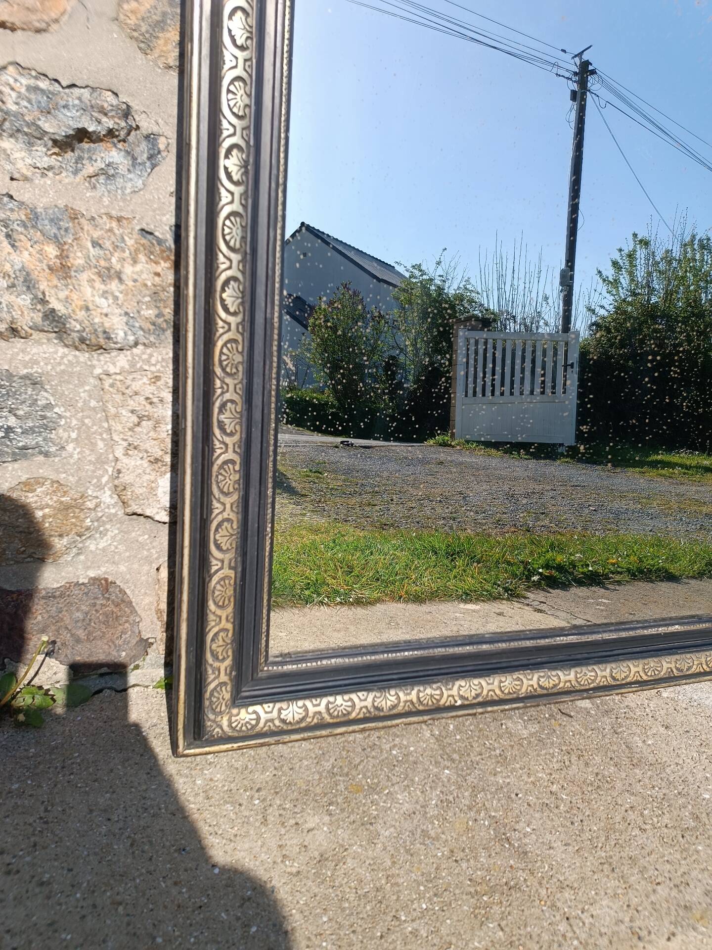Antique mirror with pediment 168/88 cm