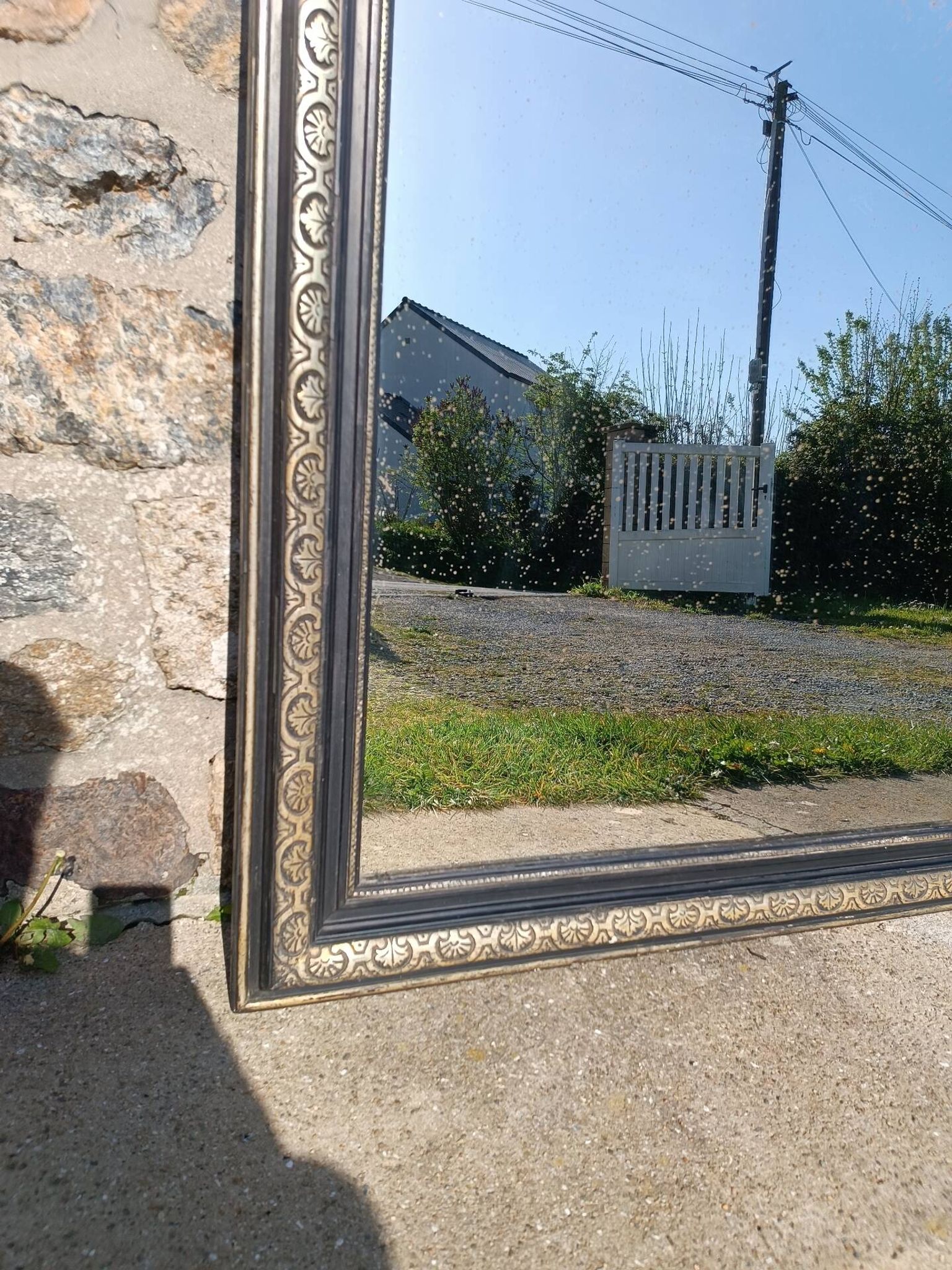 Miroir ancien à fronton 168/88 cm