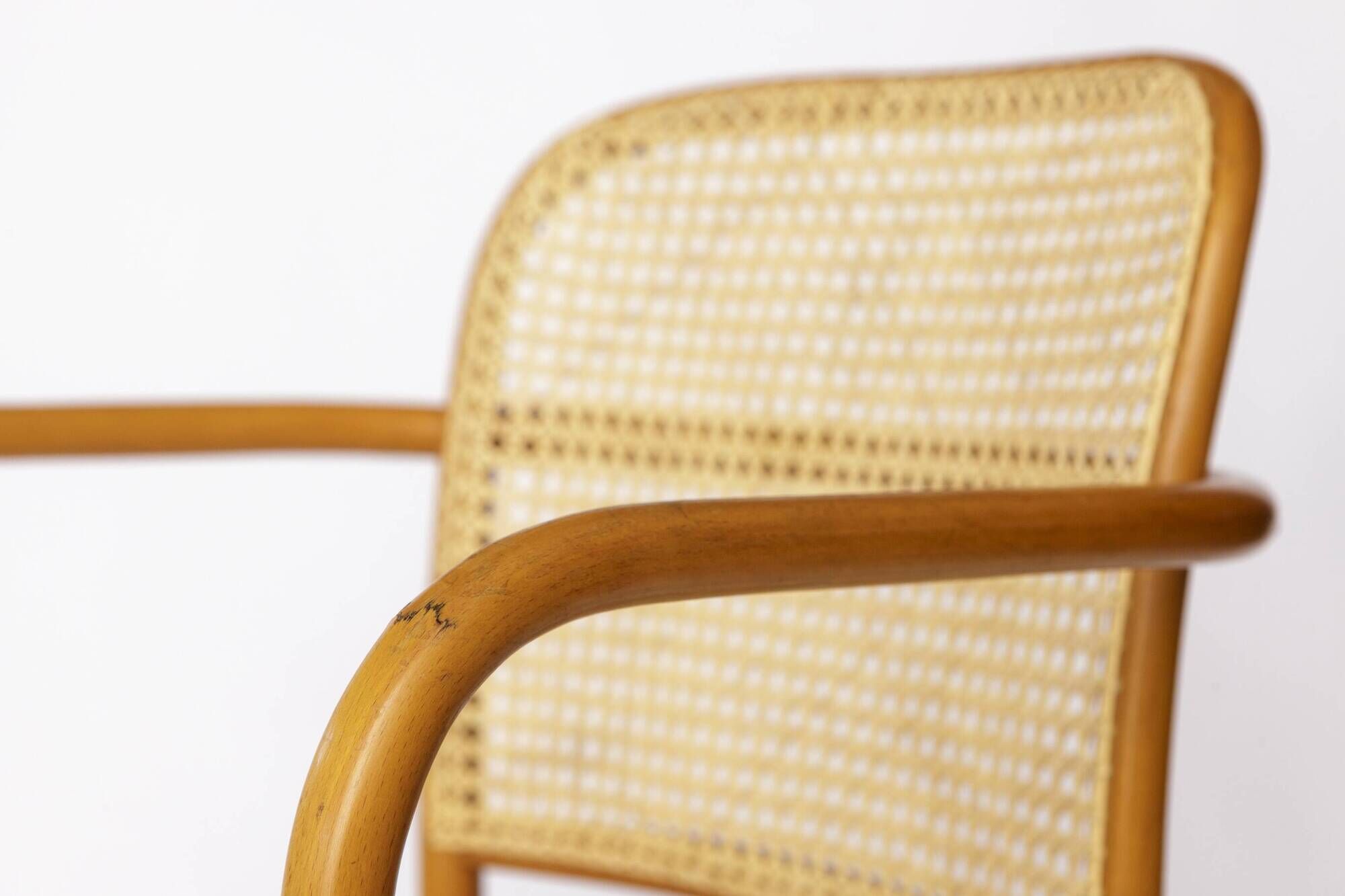 Ligna Armchair – 1950s/1960s Czechoslovakia, Bentwood Beech with New Rattan