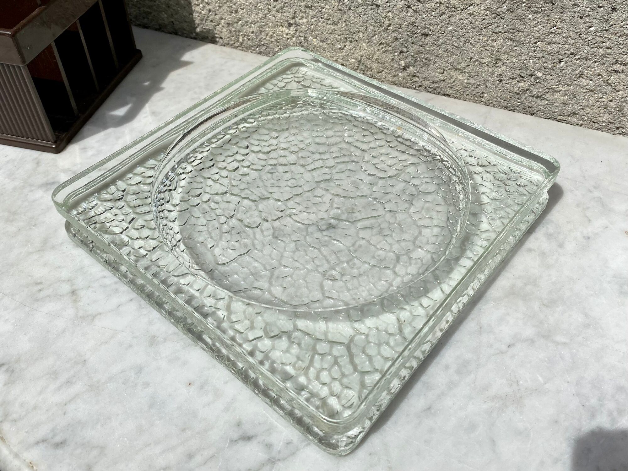 Glass brick lumax nevada empty pocket ashtray vintage 60s