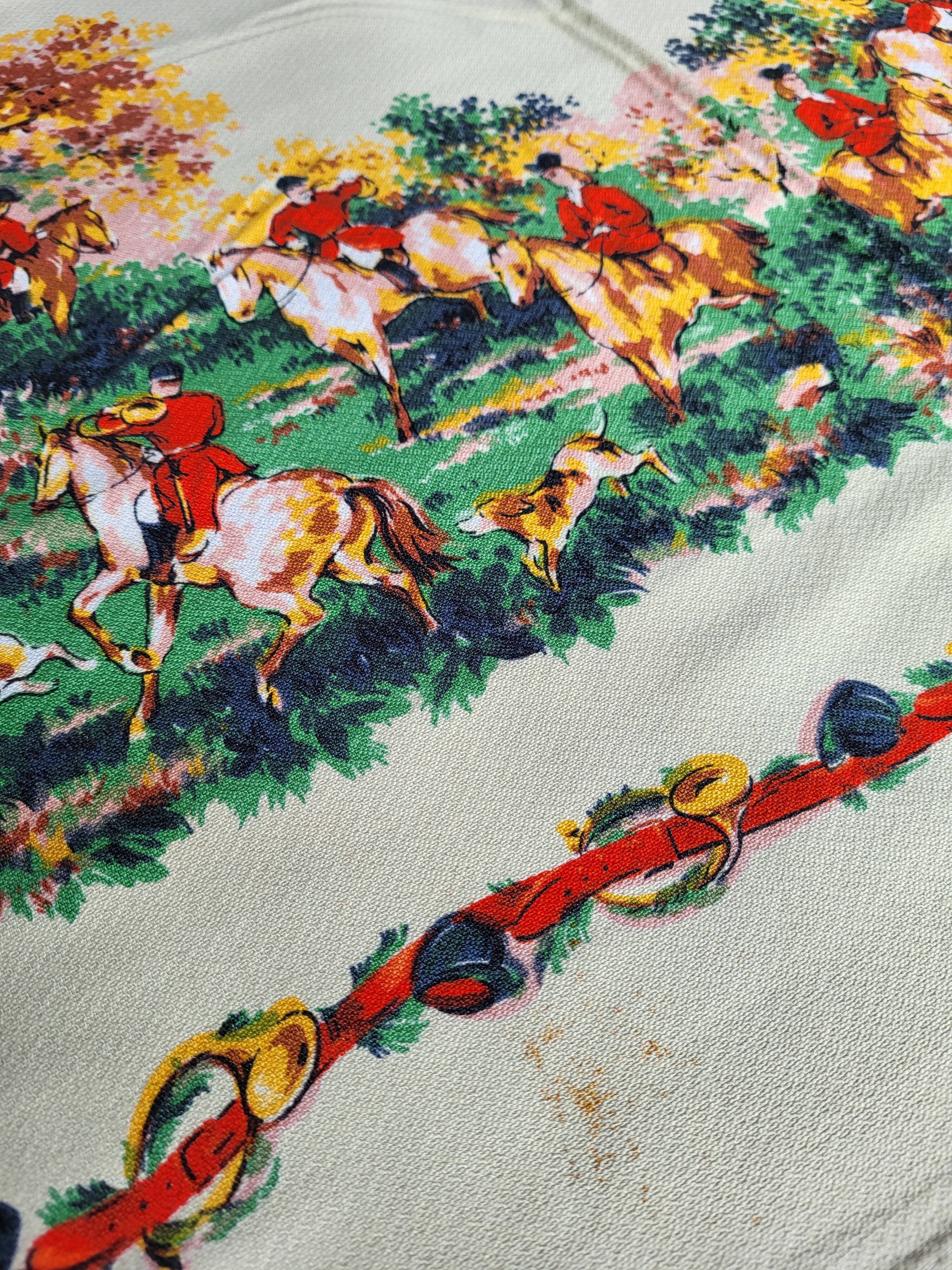 Vintage hunting tablecloth 145x125