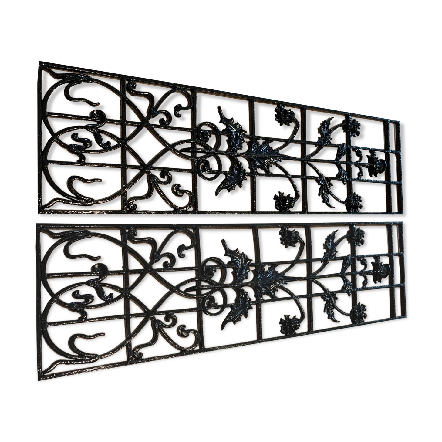 Art nouveau 2 cast iron grills top deco indoors and outdoor stitches