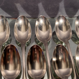 Suite of 12 large spoons silver metal decoration shell Louis XV Boulenger