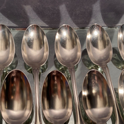 Suite of 12 large spoons silver metal decoration shell Louis XV Boulenger