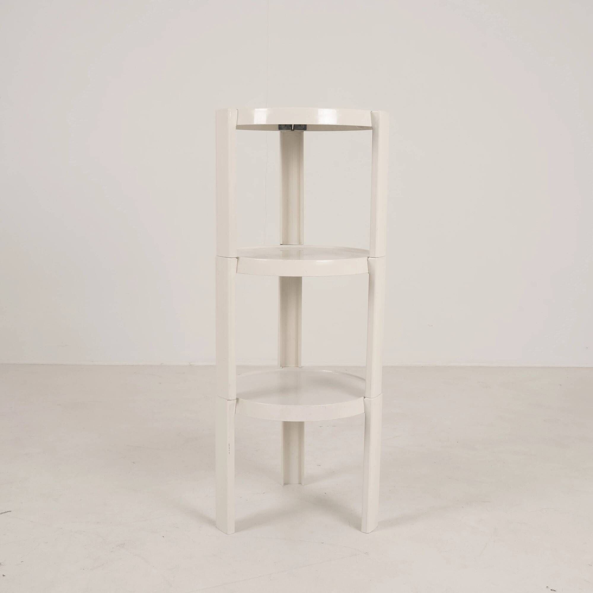 SET OF THREE STACKING SIDE TABLES IN WHITE MOULDED PLASTIC