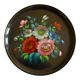 Vintage Russian metal plate with hand-painted floral decoration D 32 cm