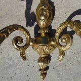 Bronze wall sconces, silk shades, pair