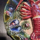 Assiette en barbotine langouste
