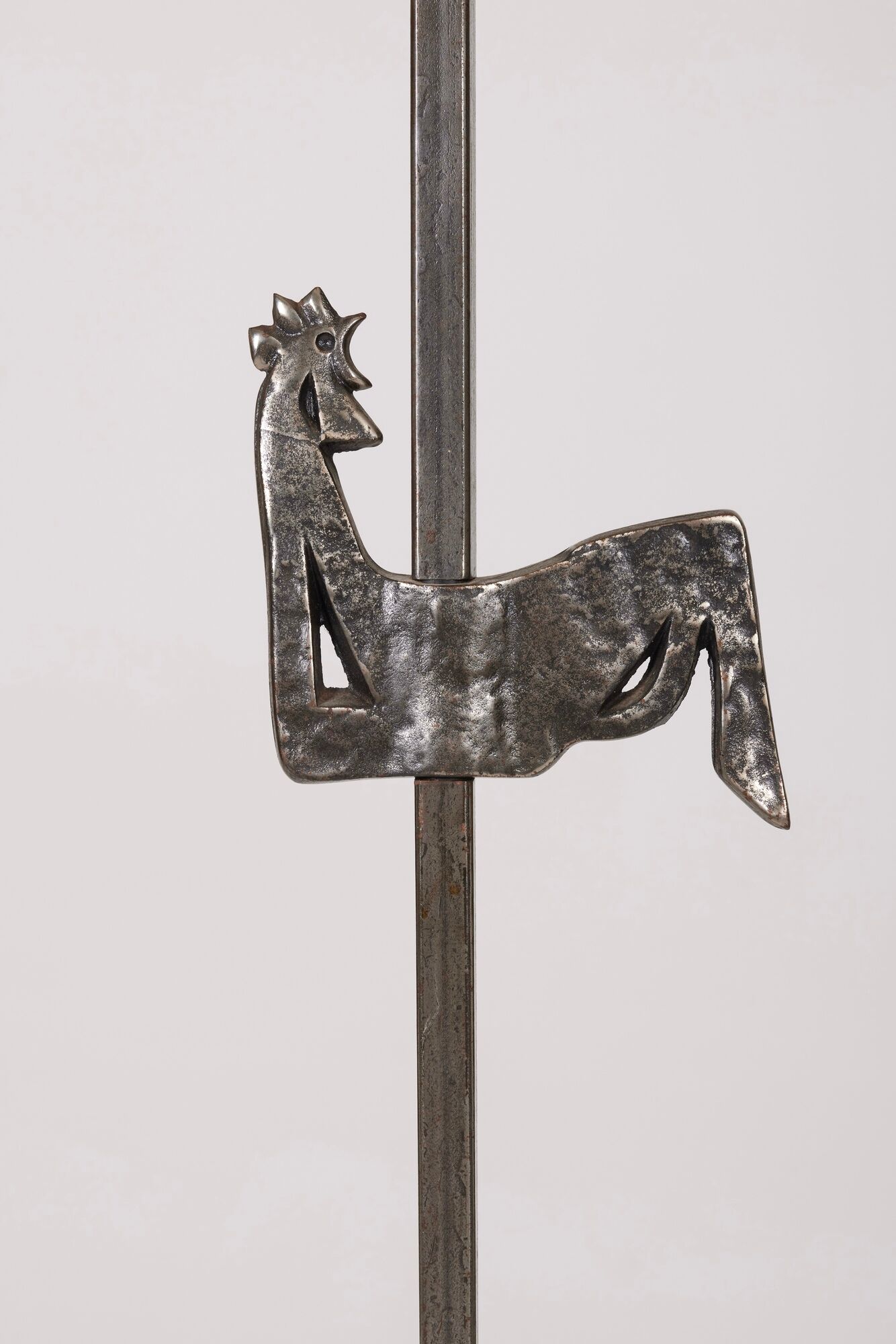 Floor lamp Rooster in beaten iron, 1950s, France
