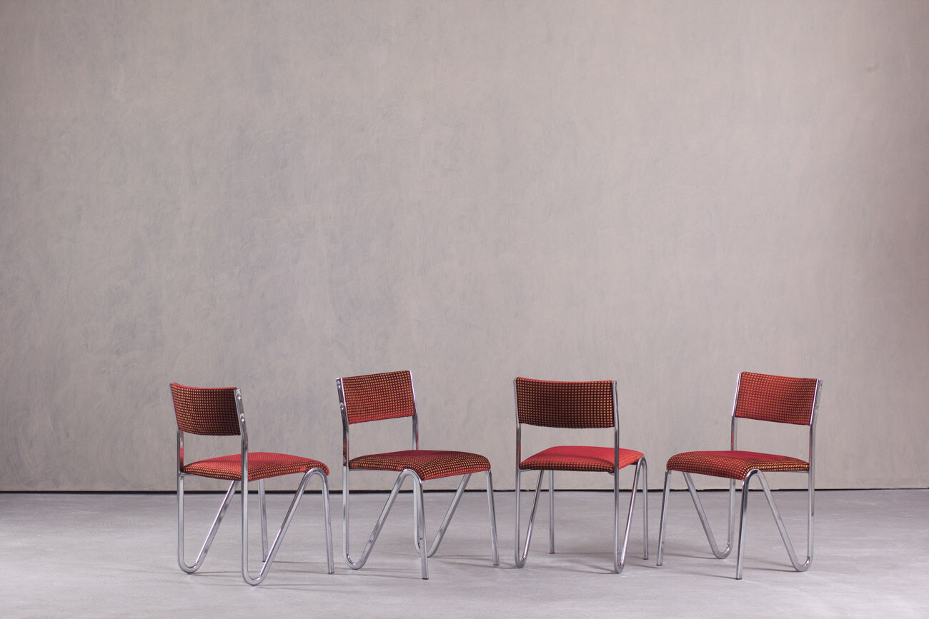 Vintage steel stacking chairs, Germany, 1980s, set of 4