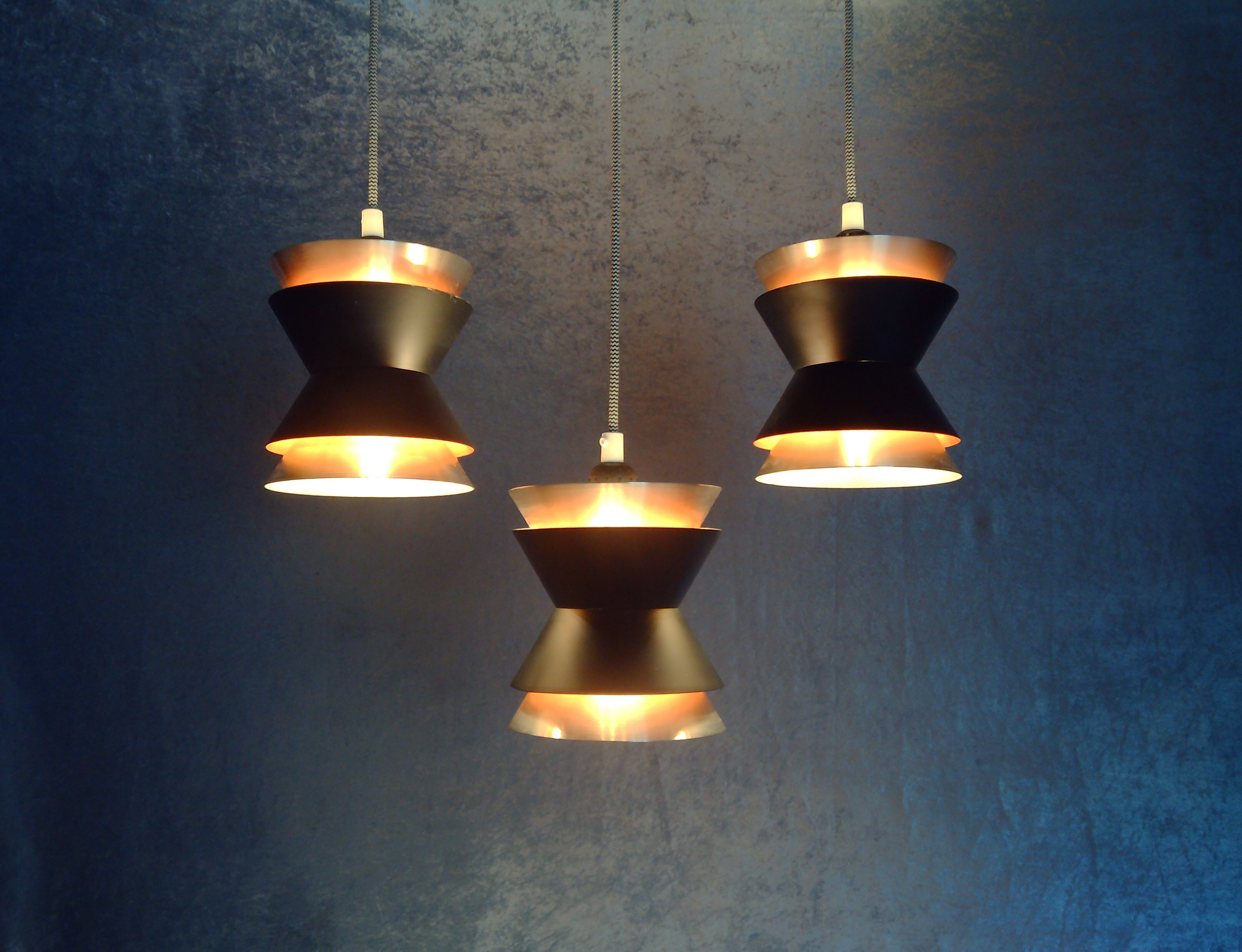 3 Trava pendants by Carl Thore for Granhaga Metallindustri. Sweden. 1960/70's