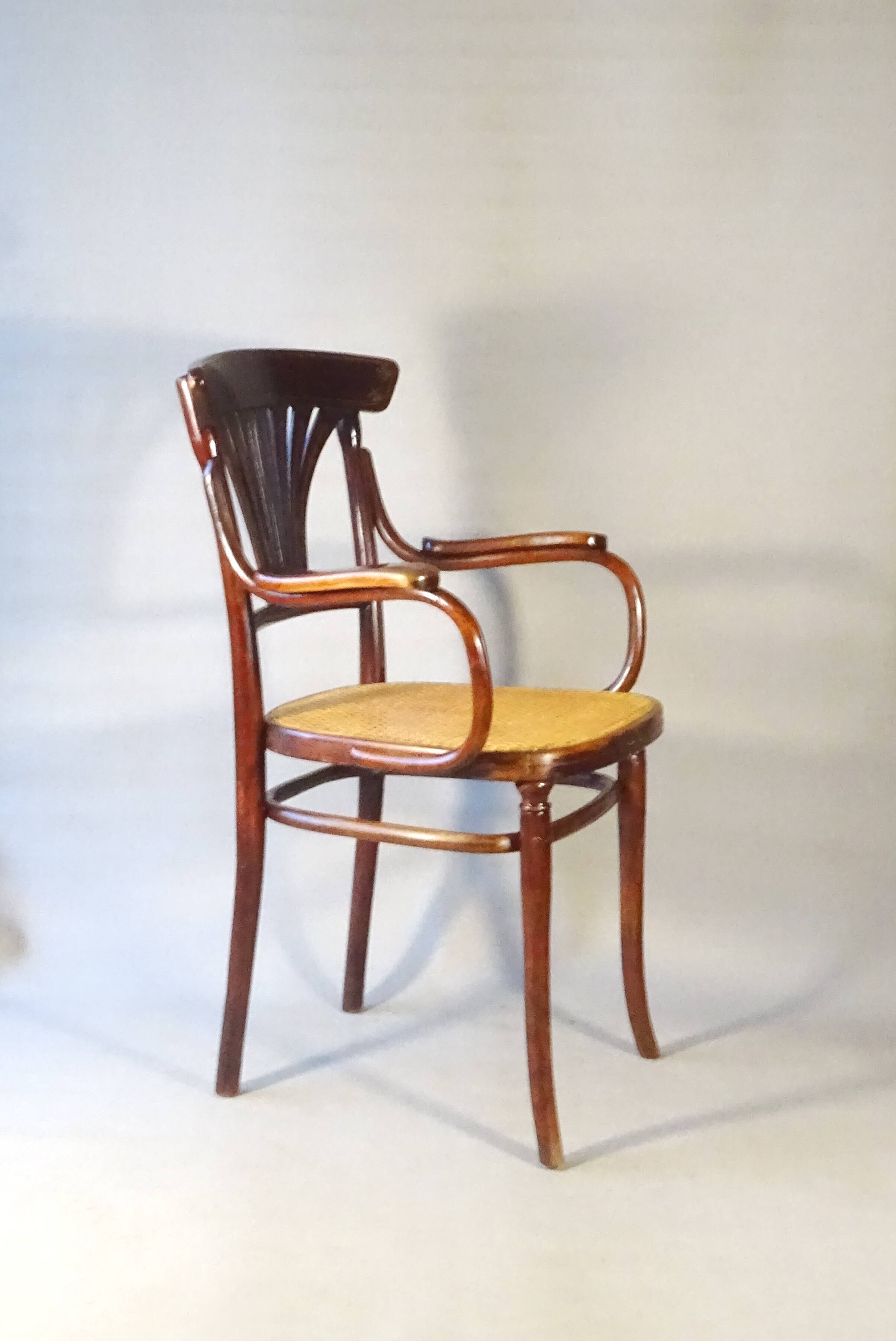 Thonet Armchair No. 221 with bronze decoration, circa 1900 - new caning -