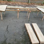 Louis Philippe extendable dining table with 8 extensions, solid oak, 19th century, 350