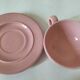 Cup and saucer Salins France in powdered pink earthenware – 1950s-60s