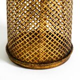 Mid Century Italian Regency Gilt Metal Waste Paper Bin from Li Puma